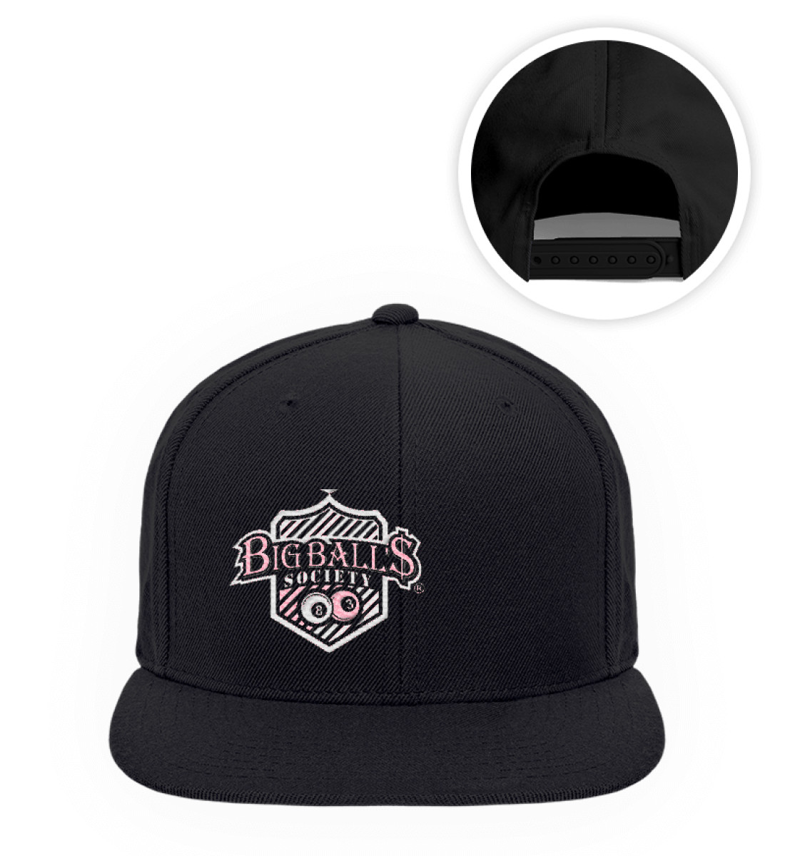 Big Ball'$ Society White/ Pink Premium Snapback mit Stick