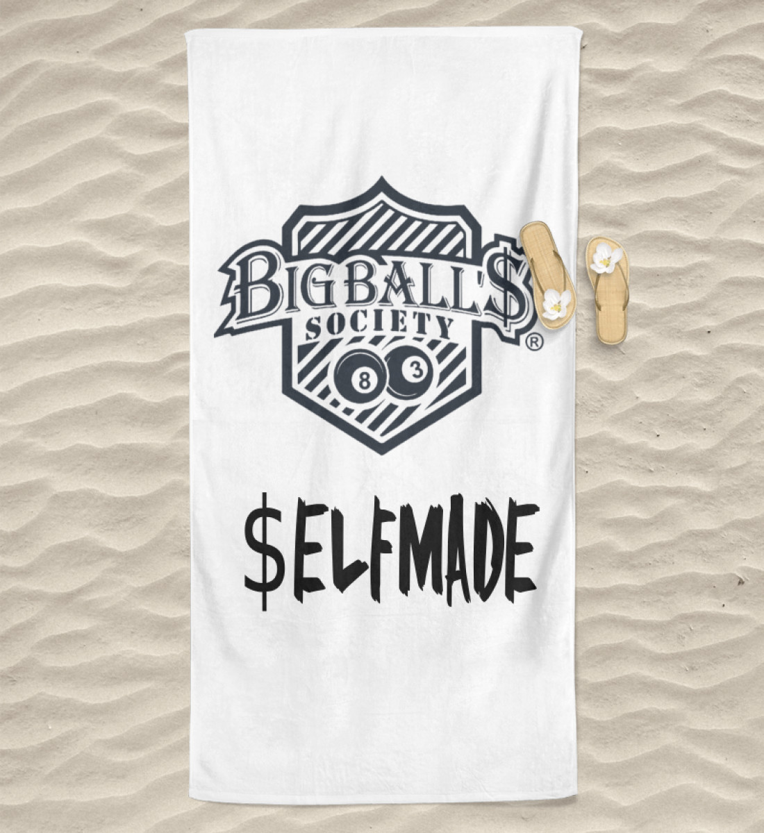 Big Ball'$ Society Black $elfmade - High quality beach towel